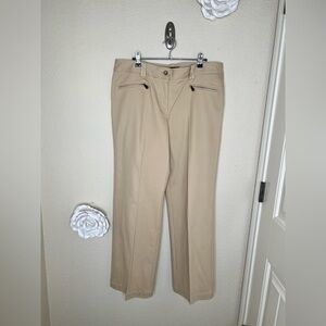 NTM Talbots Signature Stretch Pants Tan Size 14 Classic Straight Leg Career Work